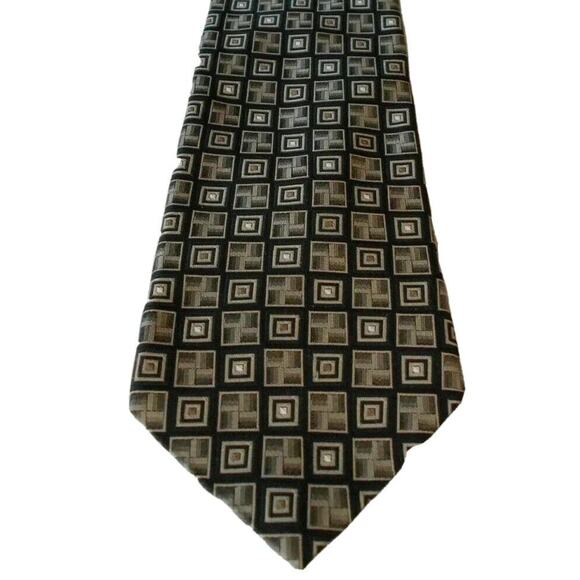 Burma Bibas Mens Tie 100% All Silk Multicolor Black Silver Geometric Classic - Picture 1 of 6